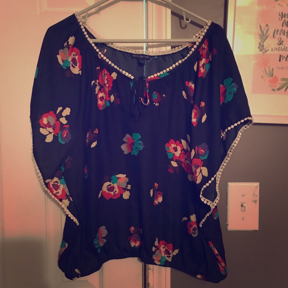 American Eagle Navy Blue Dressy Top